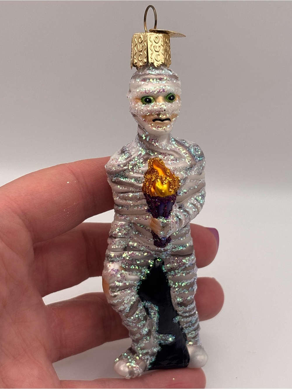 Vintage Old World Christmas, Menacing Mummy, Halloween Glass Ornament